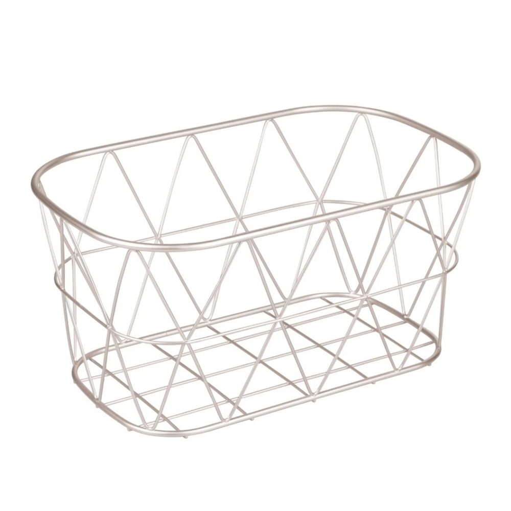 BETTER HOMES and GARDENS Small Bathroom Satin Steel Wire Silver Storage Basket